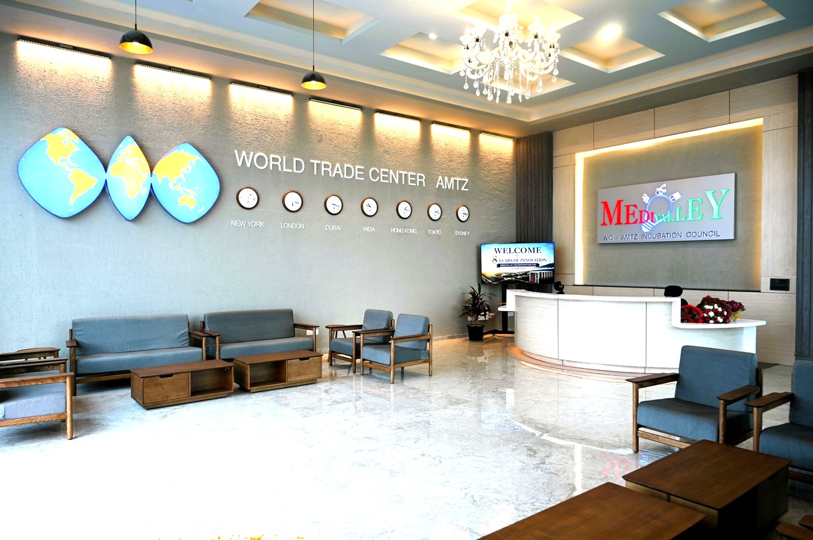 MediValley reception and lounge at the World Trade Center, AMTZ campus
