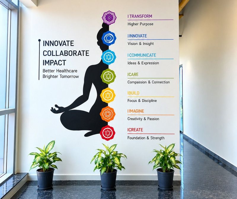 Innovate · Collaborate · Impact: Our values wall